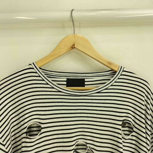 BLACK MACHINE ダメージ加工 ボーダー 長袖カットソー Y2K パンク メンズ import:M