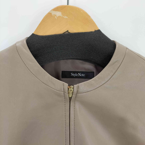 STYLE NOTE ラムレザーノーカラージャケット レディース L