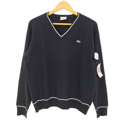 ラコステ LACOSTE カシミヤ混 ワンポイントロゴ刺繍 Vネックセーター レディース