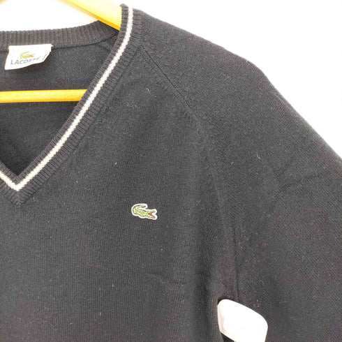 ラコステ LACOSTE カシミヤ混 ワンポイントロゴ刺繍 Vネックセーター レディース