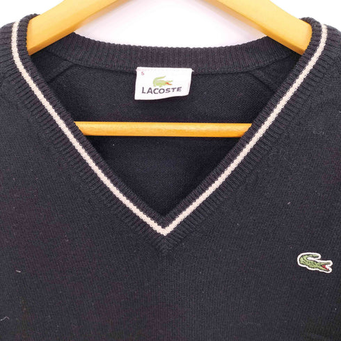 ラコステ LACOSTE カシミヤ混 ワンポイントロゴ刺繍 Vネックセーター レディース