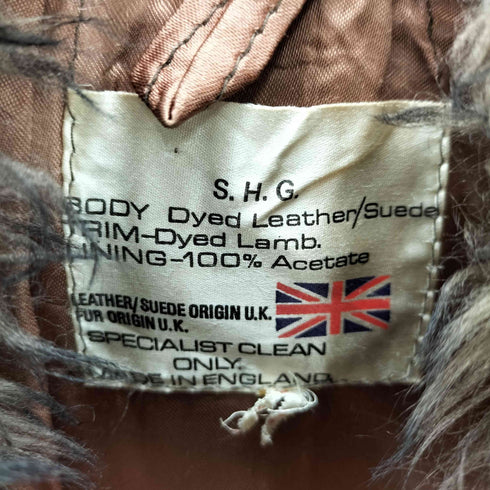 S.H.G 70S 英国製 スエード レザー ファー コート レディース 42