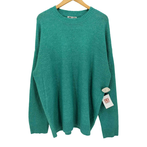 ザラ ZARA MINT GREEN KNIT ウール混 プルオーバー ニット レディース import:XL