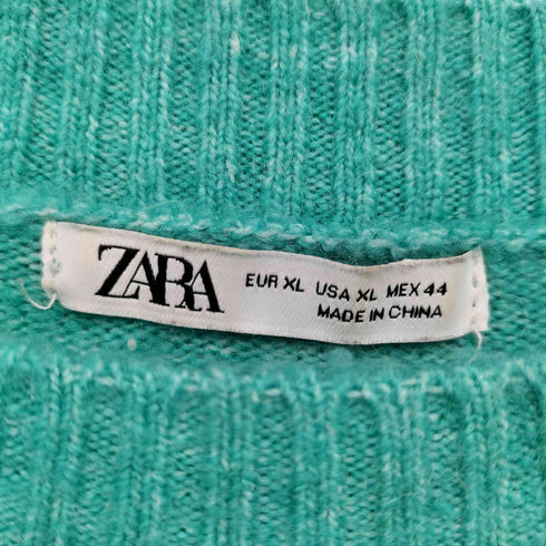 ザラ ZARA MINT GREEN KNIT ウール混 プルオーバー ニット レディース import:XL