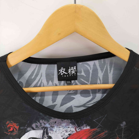 衣櫻 薔薇 スカル ガール グラフィックプリントTシャツ メンズ JPN:XXL