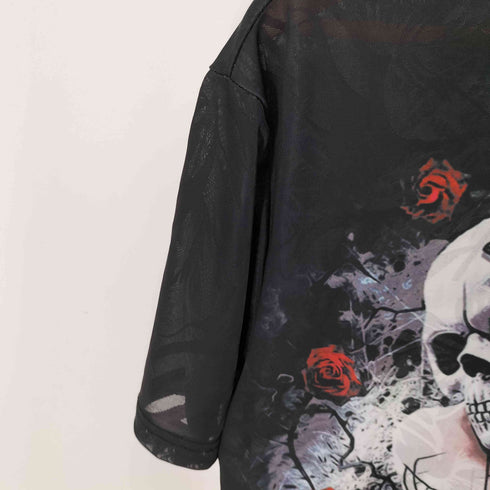 衣櫻 薔薇 スカル ガール グラフィックプリントTシャツ メンズ JPN:XXL