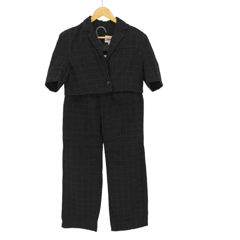 アーバン レヴィヴォ URBAN REVIVO 講師柄 クロップドデニムジャケット パンツセットアップ レディース EUR36