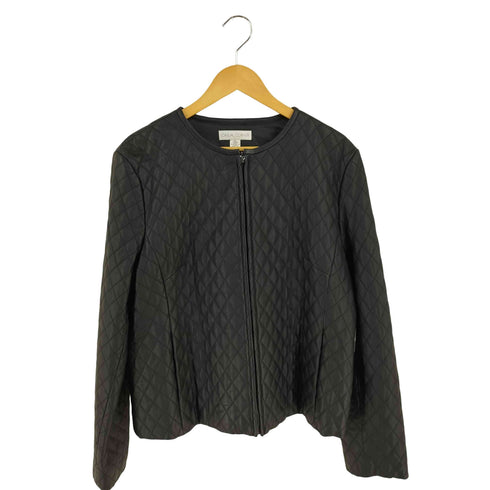 レザーキルティング ノーカラー ジャケット レディース import:XL