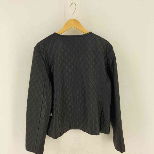 レザーキルティング ノーカラー ジャケット レディース import:XL