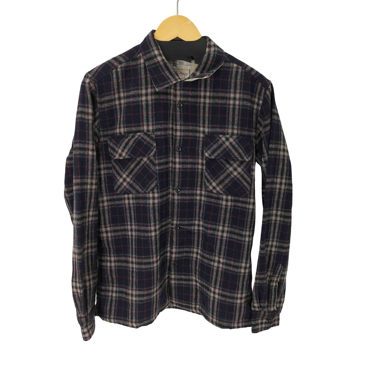 タウンクラフト TOWNCRAFT 別注 オープンカラー チェック ウールシャツ