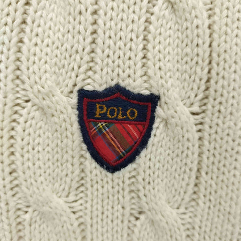 ポロバイラルフローレン Polo by RALPH LAUREN 90s POLO刺繍 Vネック ケーブルコットンニット メンズ import:M