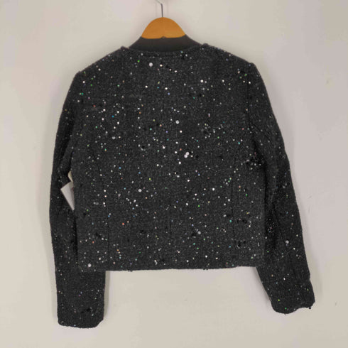 ザラ ZARA スパンコール ノーカラージャケット レディース M