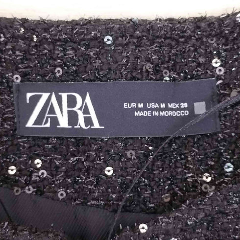 ザラ ZARA スパンコール ノーカラージャケット レディース M