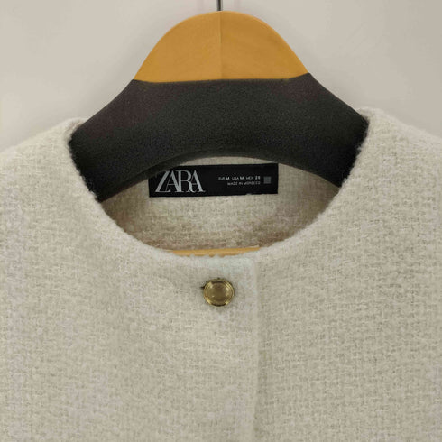ザラ ZARA ノーカラー ツイードジャケット レディース M