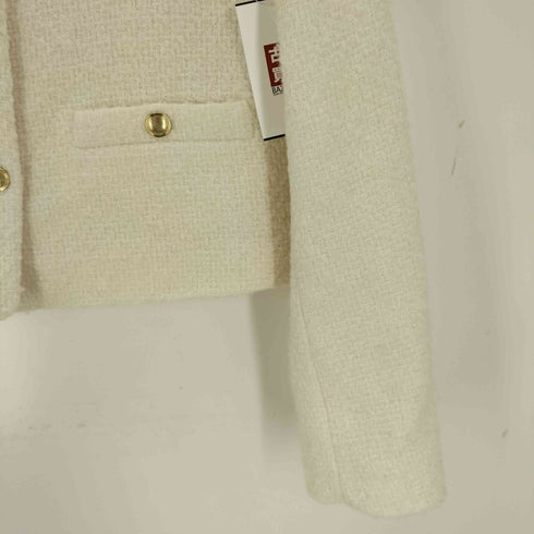 ザラ ZARA ノーカラー ツイードジャケット レディース M