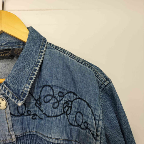 New Direction インド綿 パッチワーク 刺繍デザイン デニムジャケット レディース import:XL