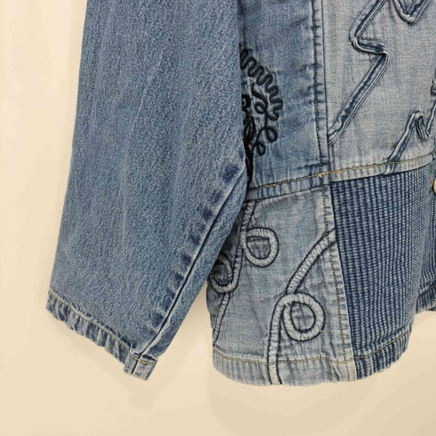 New Direction インド綿 パッチワーク 刺繍デザイン デニムジャケット レディース import:XL