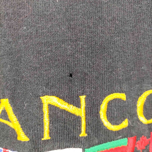 フルーツオブザルーム FRUIT OF THE LOOM 90s USA製 フロント万国旗刺繍クルーネックTシャツ メンズ M