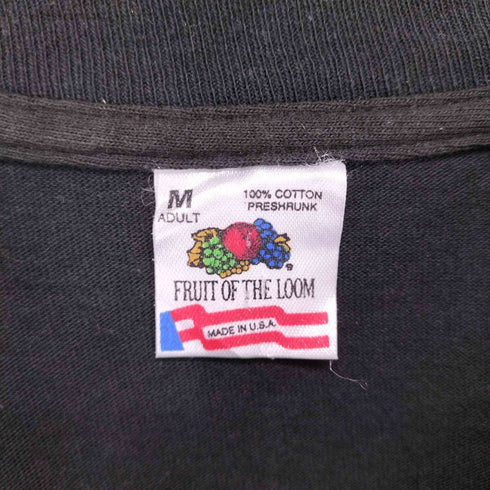 フルーツオブザルーム FRUIT OF THE LOOM 90s USA製 フロント万国旗刺繍クルーネックTシャツ メンズ M