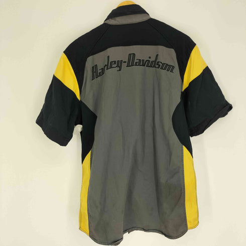 ハーレーダビッドソン HARLEY-DAVIDSON 異素材切替 ロゴ刺繍 S/S レーシングシャツ メンズ import:M