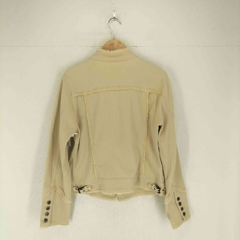 スキャパ SCAPA インサイドアウトフリンジコットンシングルライダースジャケット レディース 42