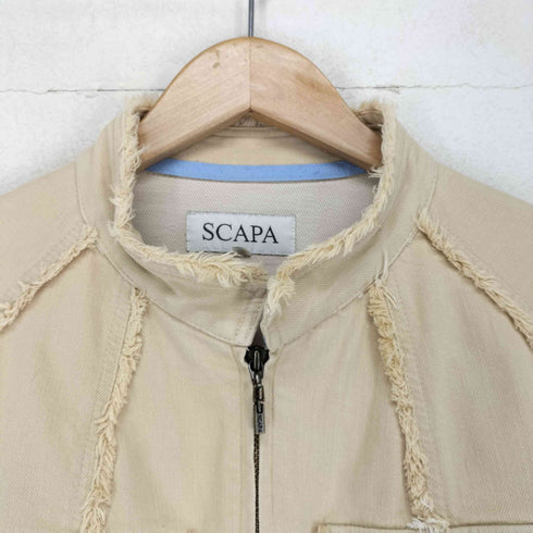 スキャパ SCAPA インサイドアウトフリンジコットンシングルライダースジャケット レディース 42