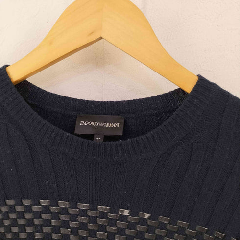 エンポリオアルマーニ EMPORIO ARMANI レザー 編み込み ニット レディース EUR:44