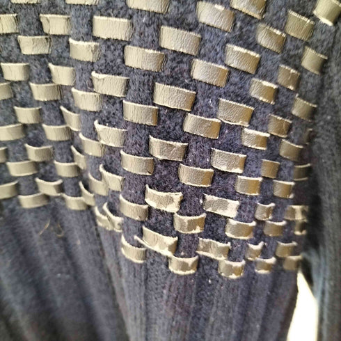 エンポリオアルマーニ EMPORIO ARMANI レザー 編み込み ニット レディース EUR:44