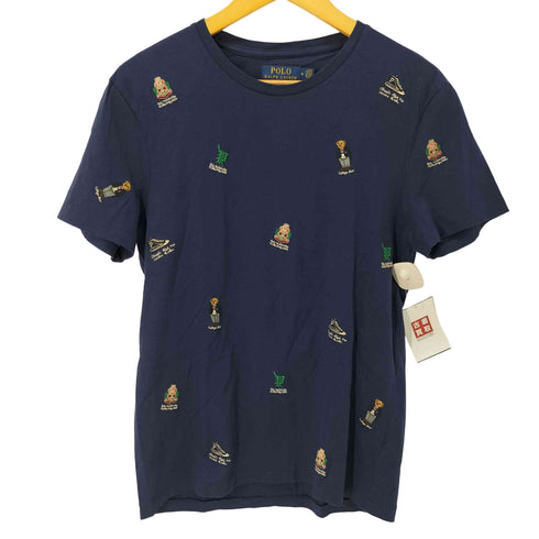 ポロラルフローレン POLO RALPH LAUREN 総柄 刺繍 クルーネックTシャツ ポロベア エンブレム CUSTOM SLIM FIT メンズ JPN:M
