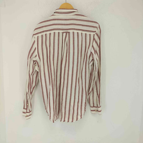 ザラ ZARA コットンリネンストライプシャツ メンズ import:L