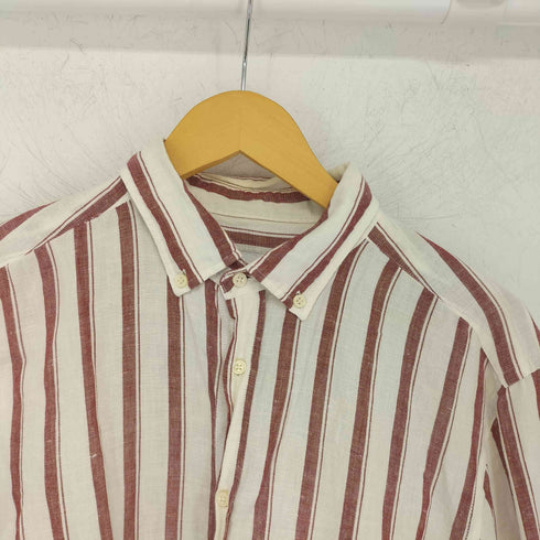 ザラ ZARA コットンリネンストライプシャツ メンズ import:L