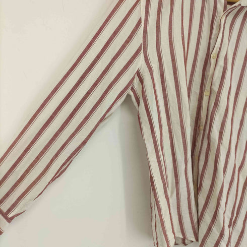 ザラ ZARA コットンリネンストライプシャツ メンズ import:L