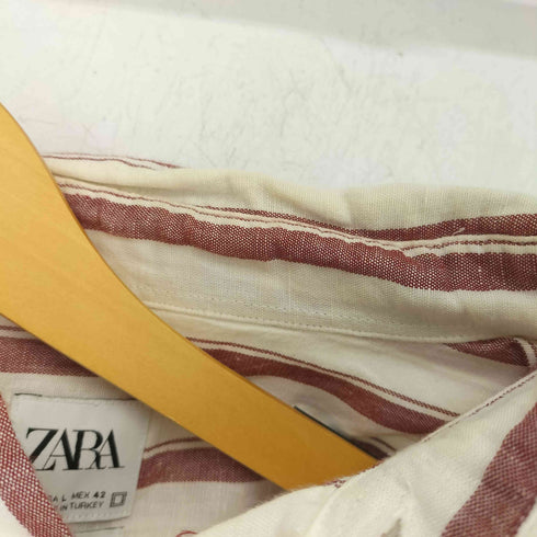 ザラ ZARA コットンリネンストライプシャツ メンズ import:L