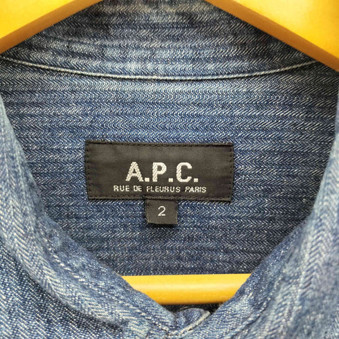 アーペーセー A.P.C. 日本製 レギュラーカラー 1ポケ L/S デニムシャツ ヒッコリーシャツ メンズ 2