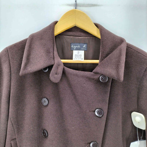 アニエスベー agnes b. PARIS LAINE WOOL 羊毛 チンスト ダブルブレスト ウール ロング コート レディース 2