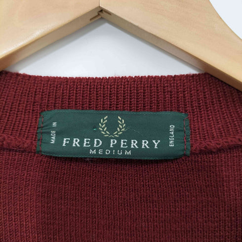 フレッドペリー FRED PERRY 90S 英国製 月桂冠 刺繍 胡桃ボタン アクリル ニット カーディガン メンズ import:M