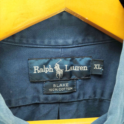 ラルフローレン RALPH LAUREN 90S BLAKE ブレイク ボニー刺繍 コットン オックスフォード L/S ボタンダウン シャツ ビックサイズ メンズ import:XL