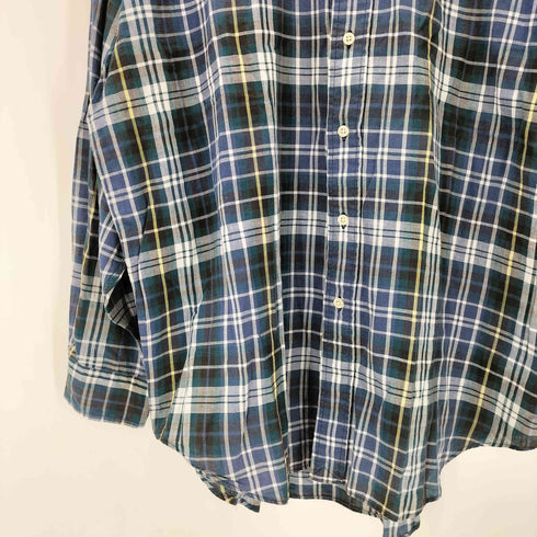 ラルフローレン RALPH LAUREN 90S BLAKE ブレイク ボニー刺繍 インド綿 コットン マドラスチェック フランネル L/S ボタンダウン シャツ ビックサイズ メンズ import:M