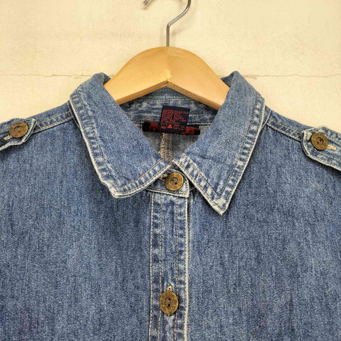 デニムアンドコー Denim&Co エポレット付ドローストリングデニムジャケット レディース M