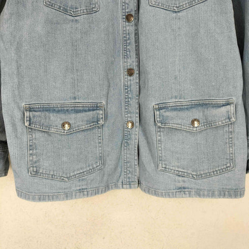 デニムアンドコー Denim&Co フラワー刺繍デニムジャケット レディース XL