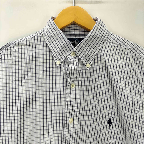 ラルフローレン RALPH LAUREN 90S BLAKE ブレイク ボニー刺繍 TWO-PLY COTTON トゥープレイコットン ギンガムチェック L/S ボタンダウン シャツ ビックサイズ メンズ import:M