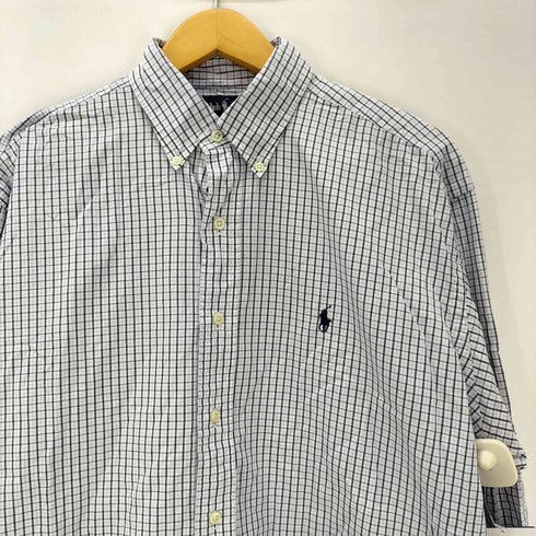 ラルフローレン RALPH LAUREN 90S BLAKE ブレイク ボニー刺繍 TWO-PLY COTTON トゥープレイコットン ギンガムチェック L/S ボタンダウン シャツ ビックサイズ メンズ import:M