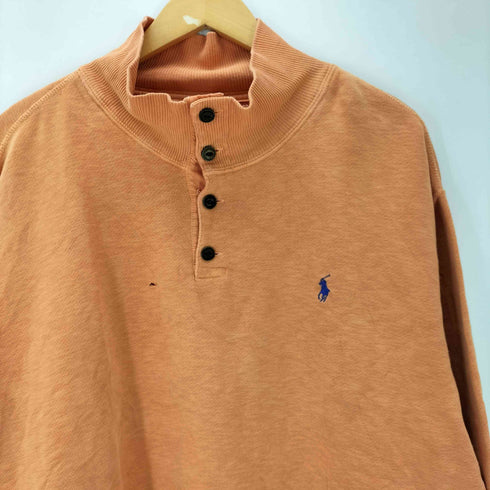 ポロバイラルフローレン Polo by RALPH LAUREN 90S ポニー刺繍 ハーフボタン ハイネック スウェット トレーナー ビックサイズ メンズ XXL