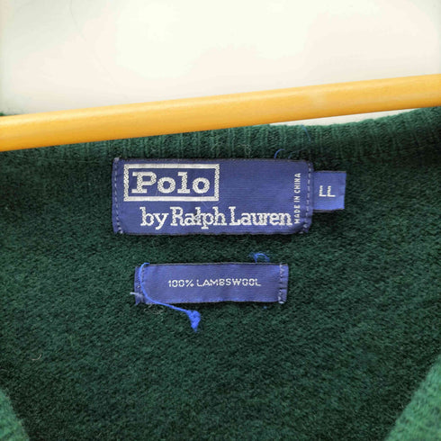 ポロバイラルフローレン Polo by RALPH LAUREN 90S ポニー刺繍 LAMBSWOOL 100% ラムウール Vネック ニット セーター メンズ XL