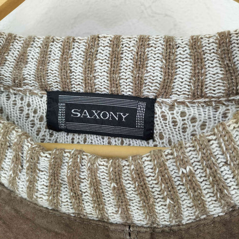SAXONY レザー切替 ニット メンズ import:L