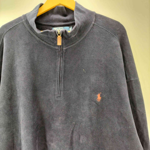 ポロバイラルフローレン Polo by RALPH LAUREN 90S ポニー刺繍 リブ編み ハーフジップ コットン ニット セーター ビックサイズ メンズ 3XL