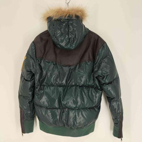 JERONIMO 1829 インディアン レザー リアルファー フェザー ダウン ジャケット Y2K メンズ import:L