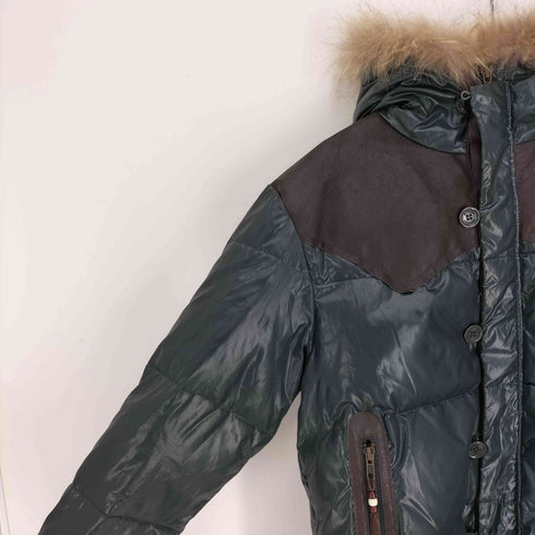 JERONIMO 1829 インディアン レザー リアルファー フェザー ダウン ジャケット Y2K メンズ import:L