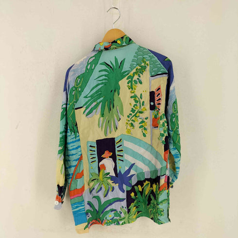 ポロカントリーラルフローレン POLO COUNTRY RALPH LAUREN 80-90s カナダ製 ヨット柄 シルク シャツ レディース import:M