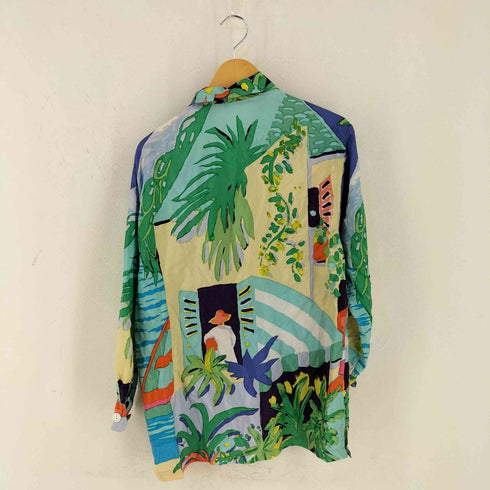 ポロカントリーラルフローレン POLO COUNTRY RALPH LAUREN 80-90s カナダ製 ヨット柄 シルク シャツ レディース import:M